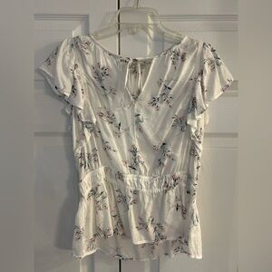 NWOT Lucky Brand Women’s Pink Flower Print Boho Cotton Tunic Blouse Shirt Size M